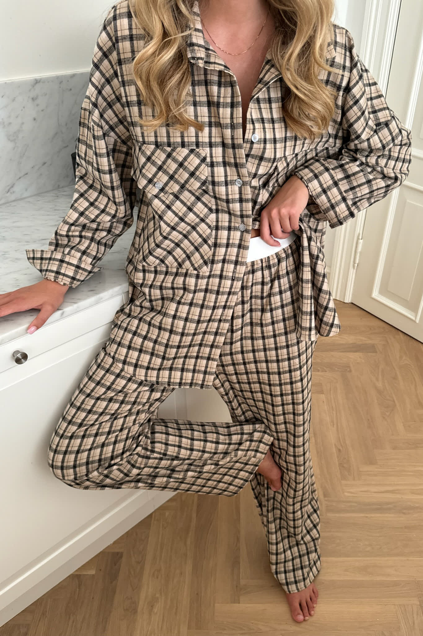 TheldaIC Shirt - Beige Black Checks - Image 6
